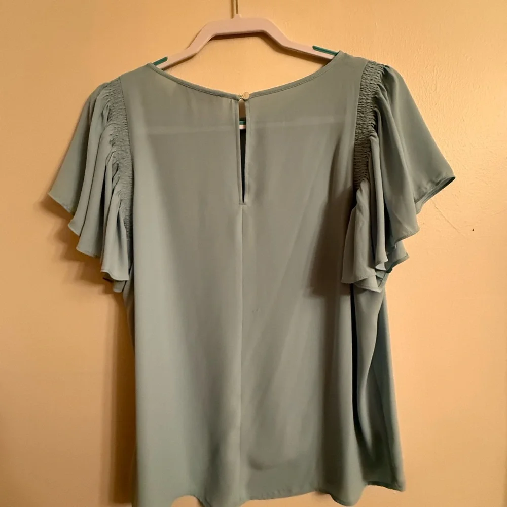 LOFT Ruffled Flutter Sleeve Blouse - Picture 2 of 4